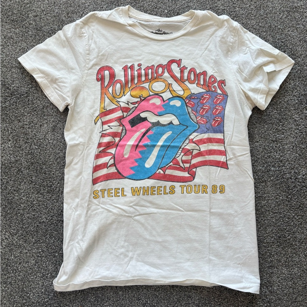 The Rolling Stones Graphic Tee - White with Multicolor Size S/M